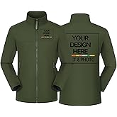 Men's Softshell Jacket Waterproof Windbreaker Coat Custom Text Logo Casual Fleece Jackets Zip Up for Outdoor Hiking
