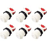 EG STARTS 6X American Style Standard Arcade Buttons Switchable Happ Type 30mm Push Button 3/16" Terminal for Jamma Mame Kit Parts (White)