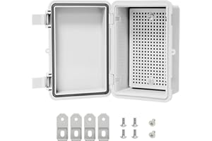LMioEtool Junction Box, ABS Plastic, IP65 Waterproof Dustproof Universal Electrical Enclosure, Hinged Shell Outdoor and Indoor Usage Project Box, 5.9"x 3.9"x 2.8"(150x100x70mm), Grey