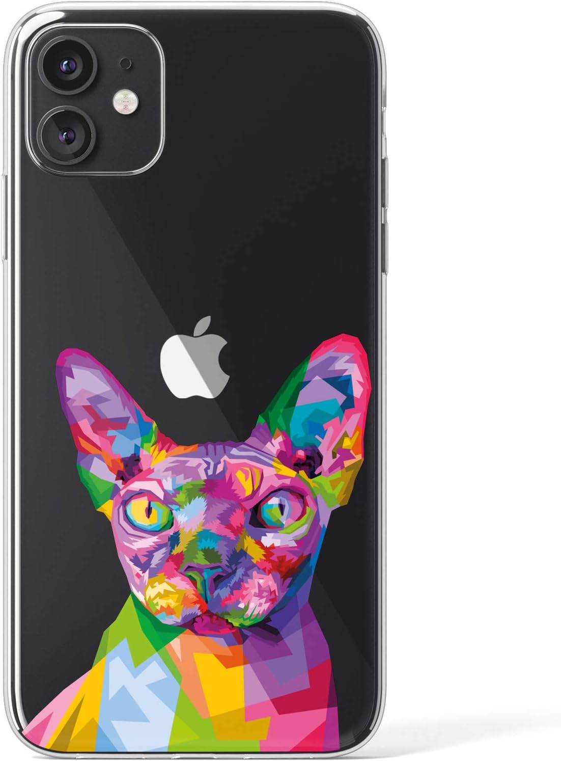 Mertak Clear Case for Apple iPhone 11 Pro Max 10 Xr Xs X 8 Plus 7 6s 5s SE Animal Print Art Sphynx Cat Lightweight Slim Flexible Colorful Cover Abstract TPU Silicone Protective Design