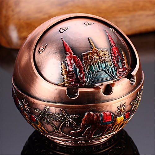 European Retro creative zinc alloy spherical strip lid ashtray(not afraid of breaking),Copper Elephant