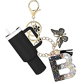 ERTUNA Mini Tumbler Keychain Accessories for Stanley Cup with Letter Charm, Cute Initial Charms Chapstick Lip Balm Holder