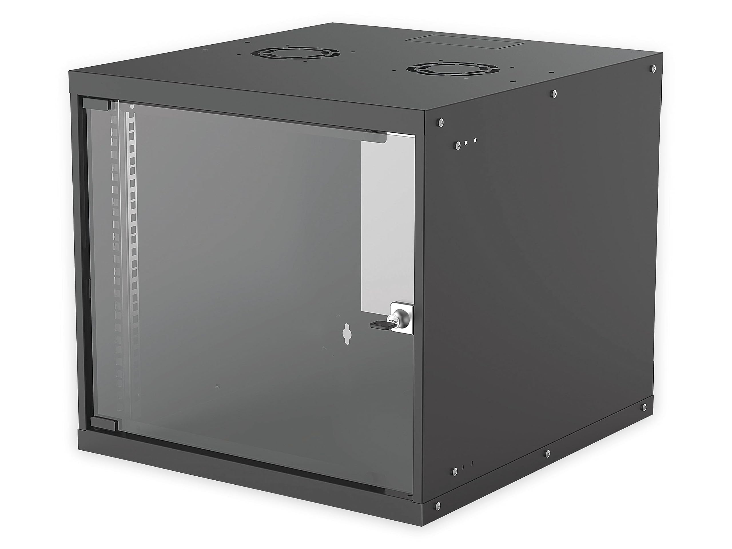 Intellinet Network Cabinet, Wall Mount (Basic), 9U, 560 mm Deep, Black, Flatpack, Max 50 kg, Glass Door, 19 Inch, Three Year Warranty — image 1