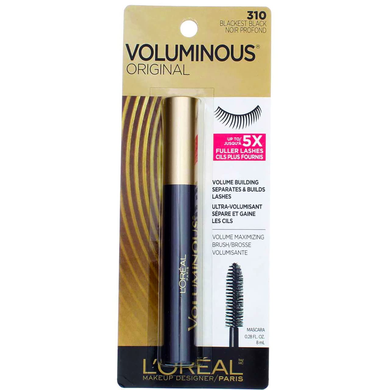 Photo 1 of L’Oreal ParisVoluminous Original Mascara, Blackest Black [310], 0.28 oz (Pack of 2)