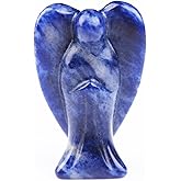 QLRSUXN Blue Sodalite Angel Crystal Statue,Hand-Carved Polished Angel Figurines Healing Crystal Decor,Blue Cute Guardian Angel,Home Office Decoration Christmas Meditation Spiritual Gifts for Women