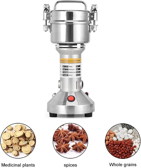 Moulin à Grains électrique – Broyeur 300 Ml Inox, 220W – Pour épices, Café, Noix, Herbes – Vitesse Réglable