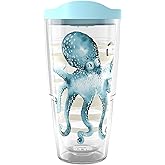 Tervis Sara Berrenson - Atlantica Collection Made in USA Double Walled Insulated Tumbler Travel Cup Keeps Drinks Cold & Hot, 24oz, Octopus