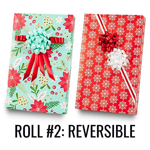 Merry + Bright Designer Wrapping Paper Set: 4 Rolls (8 Designs) of Premium Gift Wrap (80 sq. ft.) with 30 Coordinated Bows, 5 Ribbons, and 24 Gift Tags with Bonus Euro Tote and Tissue Paper - Thumbnail 4