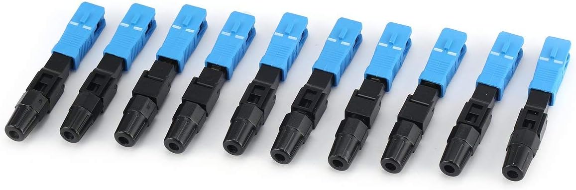 10Pcs Sc/Upc Fiber Optic Connector Ftth Embedded Single Mode Assembly Fiber Optic Quick Connector Fiber Optic Fast Connector - Black&Blue