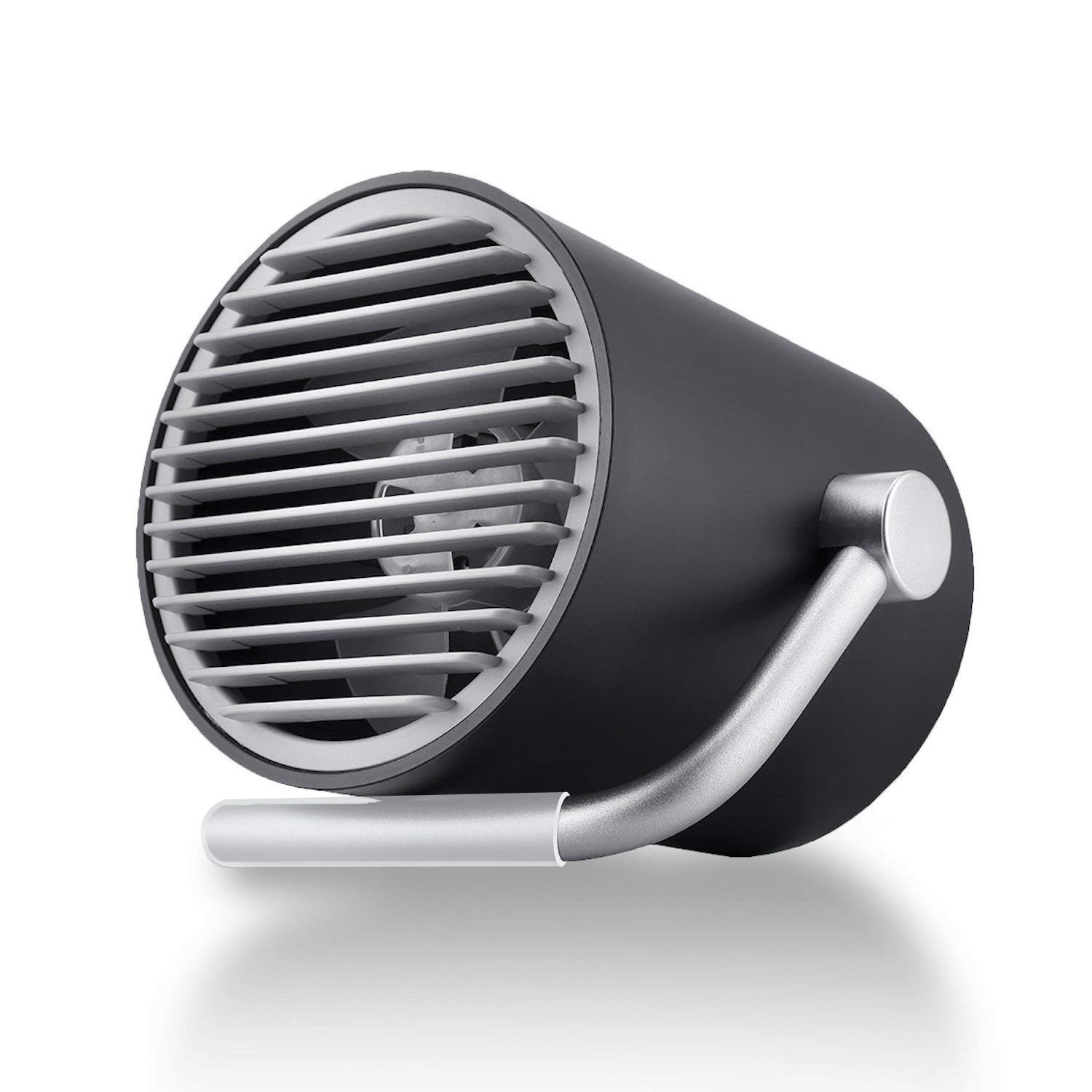 EasyAcc Small Portable USB Personal Table Fan - Double-Blade Touch Control Whisper Cooling Desktop With Adjustable Two Speed for Home, Office - Black