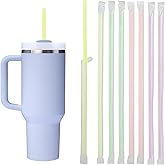 200Pcs Disposable Straws for 40 OZ Tumbler, Extra Long Straws Disposable for Stanley Cup 30oz 40oz Tumbler, Neon Colored Plastic Straw Individually Wrapped for Tumblers, Milk, Juice, Home, Party Use