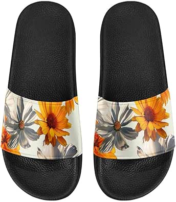 Amazon.com | INTERESTPRINT Women's Shower Sandals Pool Slide Open Toe US6~US12 Watercolor Daisy 