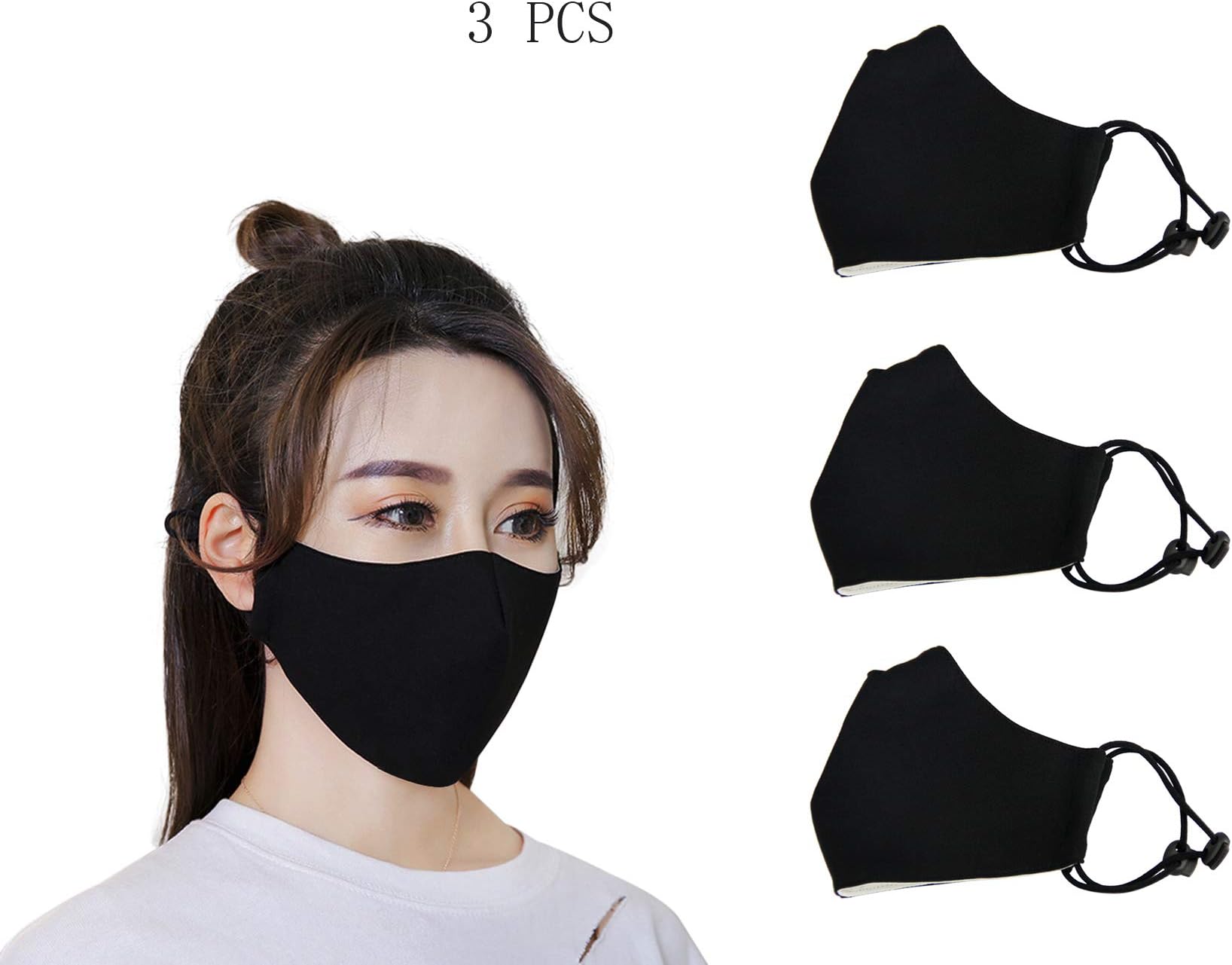3 Pcs Adults Anti-Dust Cotton Mask Washable Reusable Anti Pollution Half Face Maks Outdoor Walking Cycling Face Mouth Mask Cover with Adjustable Strap for Men Women