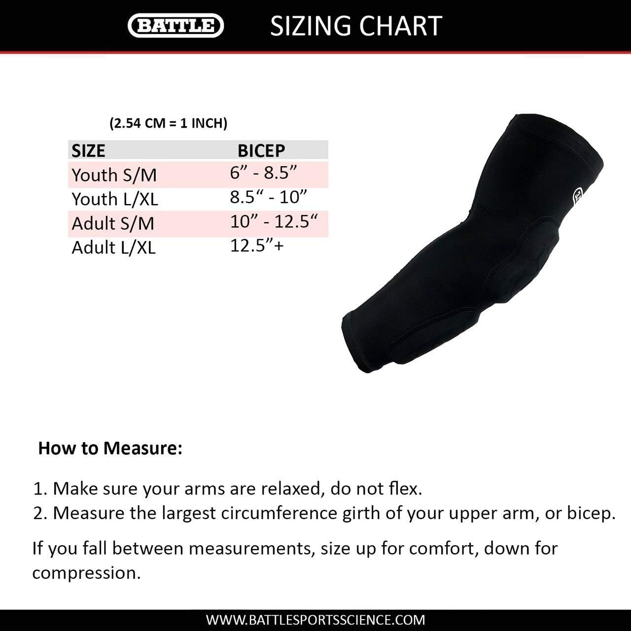 Battle Sports Elbow & Forearm Padded Arm Sleeve - Adult (White, S/M) : Sports & Outdoors