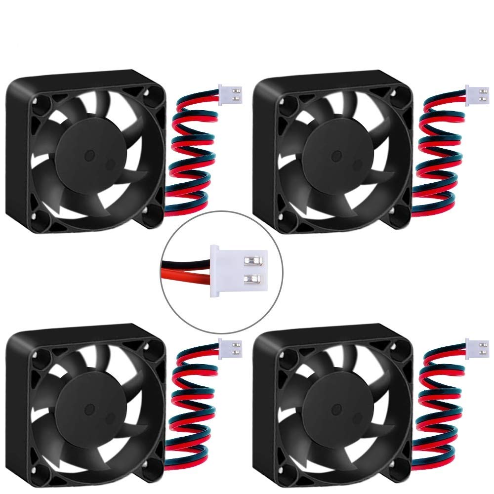 owootecc 4pcs 3D Printer 4010 Fan 12V 0.08A 40X40X10mm DC Cooling Fan 40mm fan with 28cm Cable & 2 Pin Terminal for 3D Printer DVR & Small Appliances Series Repair Replacement