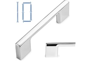 KOOFIZO Wide Foot Cabinet Bar Pull - Chrome Modern Solid Handle, 3 Inch/76mm Screw Spacing, 10-Pack for Kitchen Cupboard Door, Bedroom Dresser Drawer, Bathroom Wardrobe Hardware