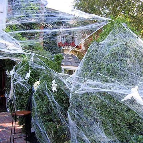 Halloween Decorations Spider Web, Stretch Cobwebs for Halloween Indoor/Outdoor Decoration 1000sqft with 60 Fake Spiders