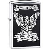 Zippo Eagles Dare Pocket Lighter - Refillable Flip-Top Windproof Lighters - Fierce Soaring Eagle Patriotic Design Pocket Lighters - Luxury Metal Lighter Made in USA
