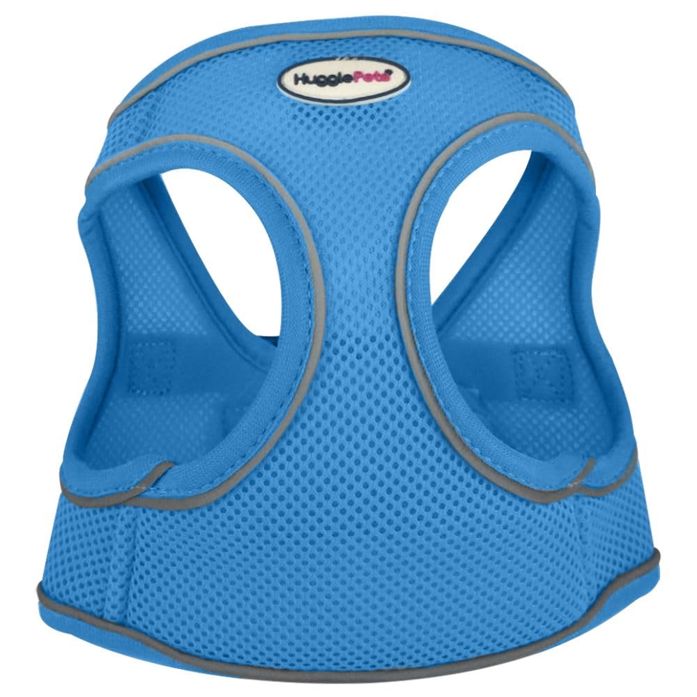 HugglePets Air Mesh Step In Dog Harness - Blue (Extra Small - 30-37cm) Strong & Secure Lightweight & Breathable Harness for Small Dogs with Reflective Lining.