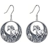 MALOYANVE Horse Earrings for Women Unique Lightweight Silver Race Animal Statement Dangle Earrings Kentucky Derby Jewelry for Horse Lover Women