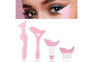ONEUPIN 4Pcs Eyeliner Stencils Reusable Silicone Eyeliner Aid Mascara Shield Guard Eyeliner Eyelash Lipstick Eyeshadow Applicators Aid Tool Multifunctional Eye Makeup Tool for Women, Beginners（Pink）