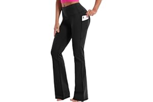 BUBBLELIME 29"/31"/33"/35"/37" Women Bootleg/Wide Legs High Waist Yoga Pants Tummy Control Bootcut Workout Flared Out Pockets