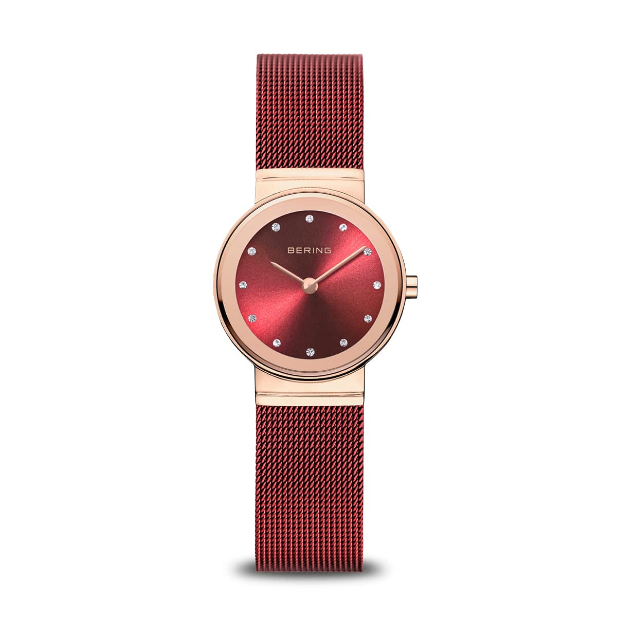 BERING Women Analog Quartz Classic Collection Watch with stainless steel Strap and Sapphire Crystal 10126-363, Red/Rose Gold, 26
