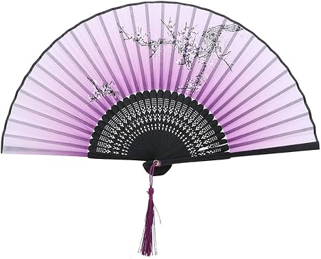 Amazon Co Jp Nitrip 扇子 手扇 女性 和装小物 和風 シルク 桜 梅 おしゃれ プレゼント 母の日 お誕生日 花火大会 プレゼント ギフト パープル ホーム キッチン
