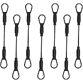 GWYAN 6 Pcs Black 3mm Diameter Braided Steel Safety Lanyard Cable with Rubber Coated and Loops 5.9" Stainless Steel Wire Rope for Chain Locks, Luggage, Backpacks