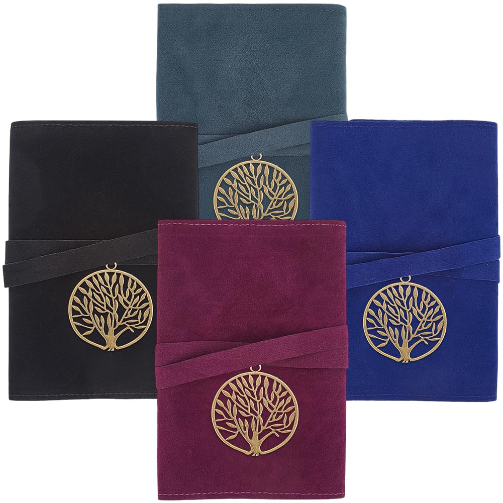 CREATCABIN 4Pcs Velvet Tarot Card Holder Tarot Cards Storage Bags with Tree of Life Pendants Tarot Card Pouches Tarot Wrap Tarot Carrying Bag for Beginners Oracle Decks Tarot Cheat Sheet 5x1x3Inch — image 1