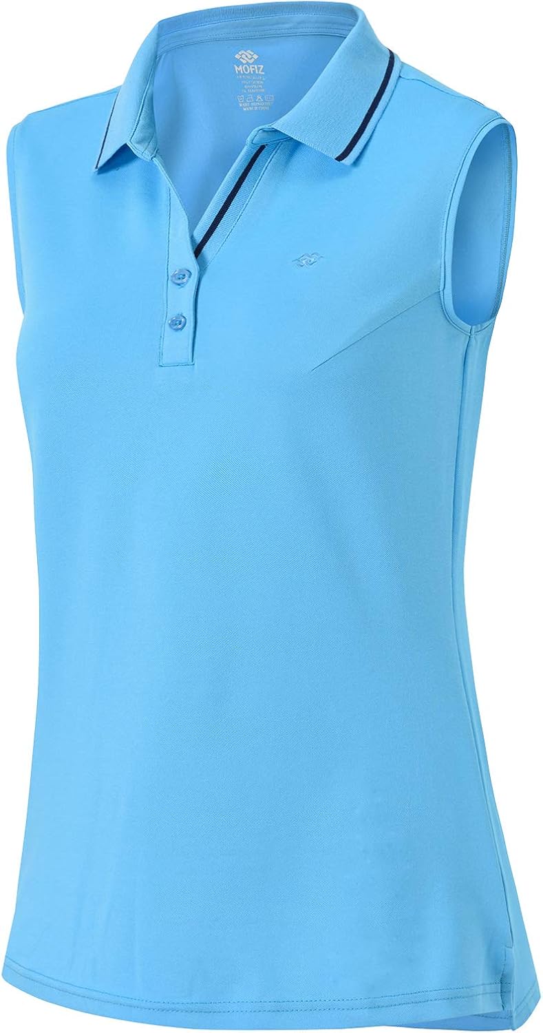 JINSHI Women's Golf Shirt Polo Shirt Tank Top Workout Summer Tee Quick Dry V-Neck Sleeveless T-Shirt: Clothing