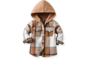 Feidoog Toddler Baby Boys and Girls Plaid Shirts Jacket Long Sleeve Lapel Button Down Top Outwear Clothes
