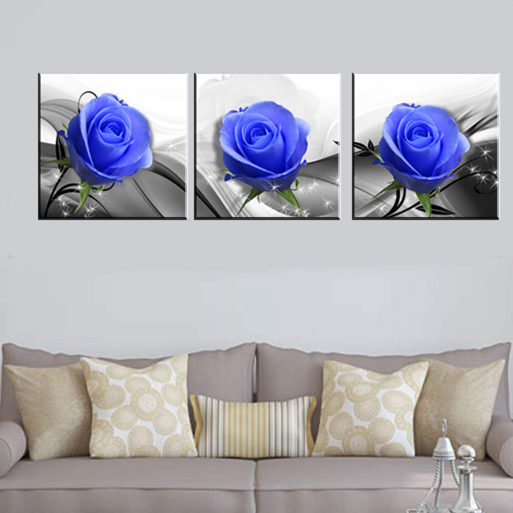 Canvas Wall Art Blue Rose Flowers Artwork - 12\