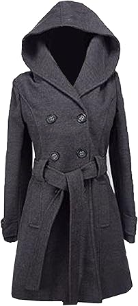ladies grey hooded coat