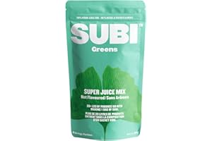 SUBI Greens Superfood Not Flavored Not Sweetened Vegetable Powder, 20+ pounds of fruits and vegetables go into 1 bag, Made in