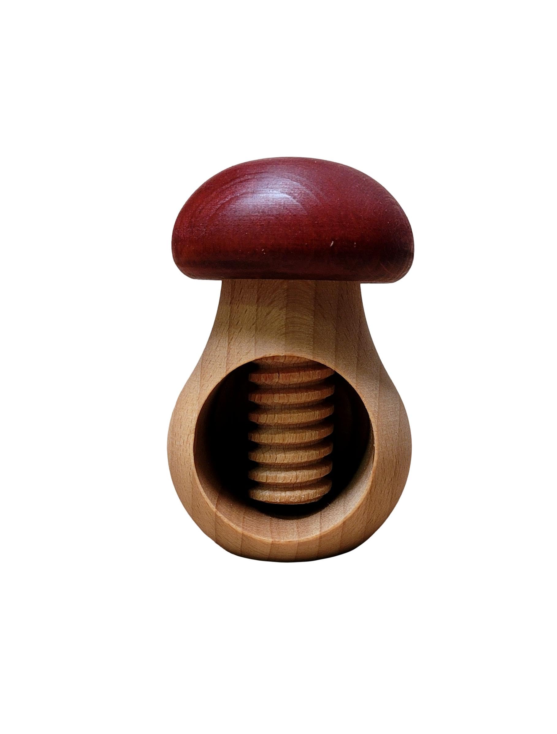Wooden World Nutcracker made from natural beech wood - VERY SOLID - mushroom claret