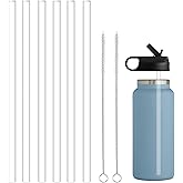 WK ieason 6pcs Replacement Straws Reusable Drinking Starws for Hydro Flask 32OZ, 18OZ and 64OZ, Plastic Straws with 2pc Cleaning Brushes Hydro Flask accessories,Daily Drinking Straws, BPA-free