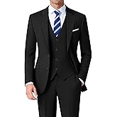 RainbowDate Mens Stretch Suit Slim Fit 3-Piece, 2 Buttons Jacket Vest Adjustable Waist Pants