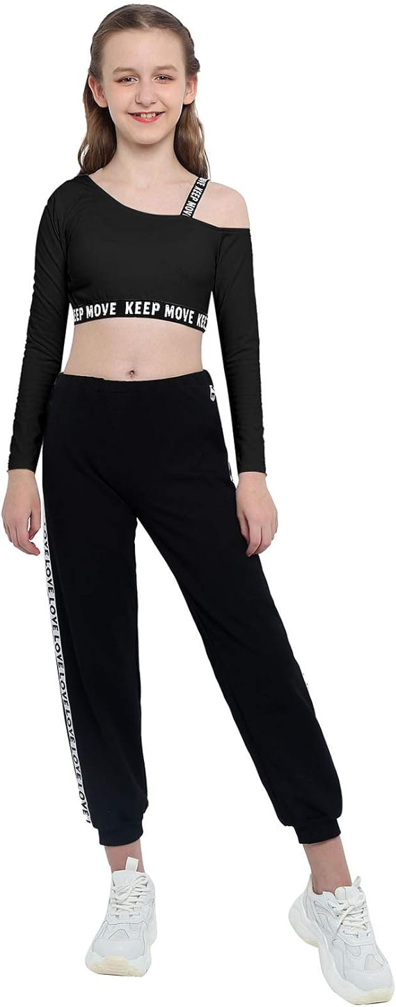 Hansber Hansber Kinder Mädchen Sportanzug Langarm EIN Schulter