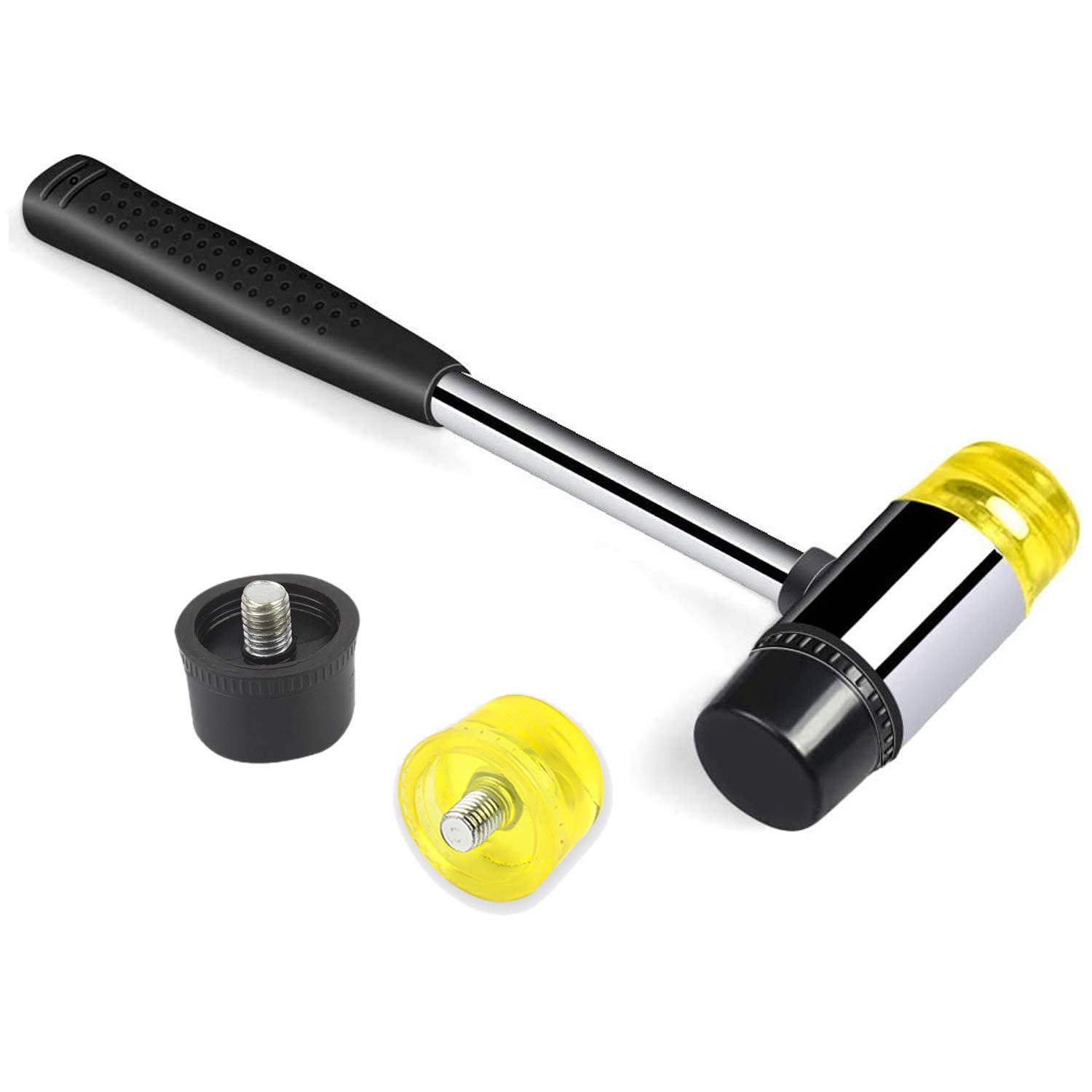 Cettkowns 25mm Double-Sided Rubber Mallet Hammer with Soft/Hard Tips & Non-Slip Rubber Handle for Leather Crafts, Jewelry, Woodworking and Flooring Installation