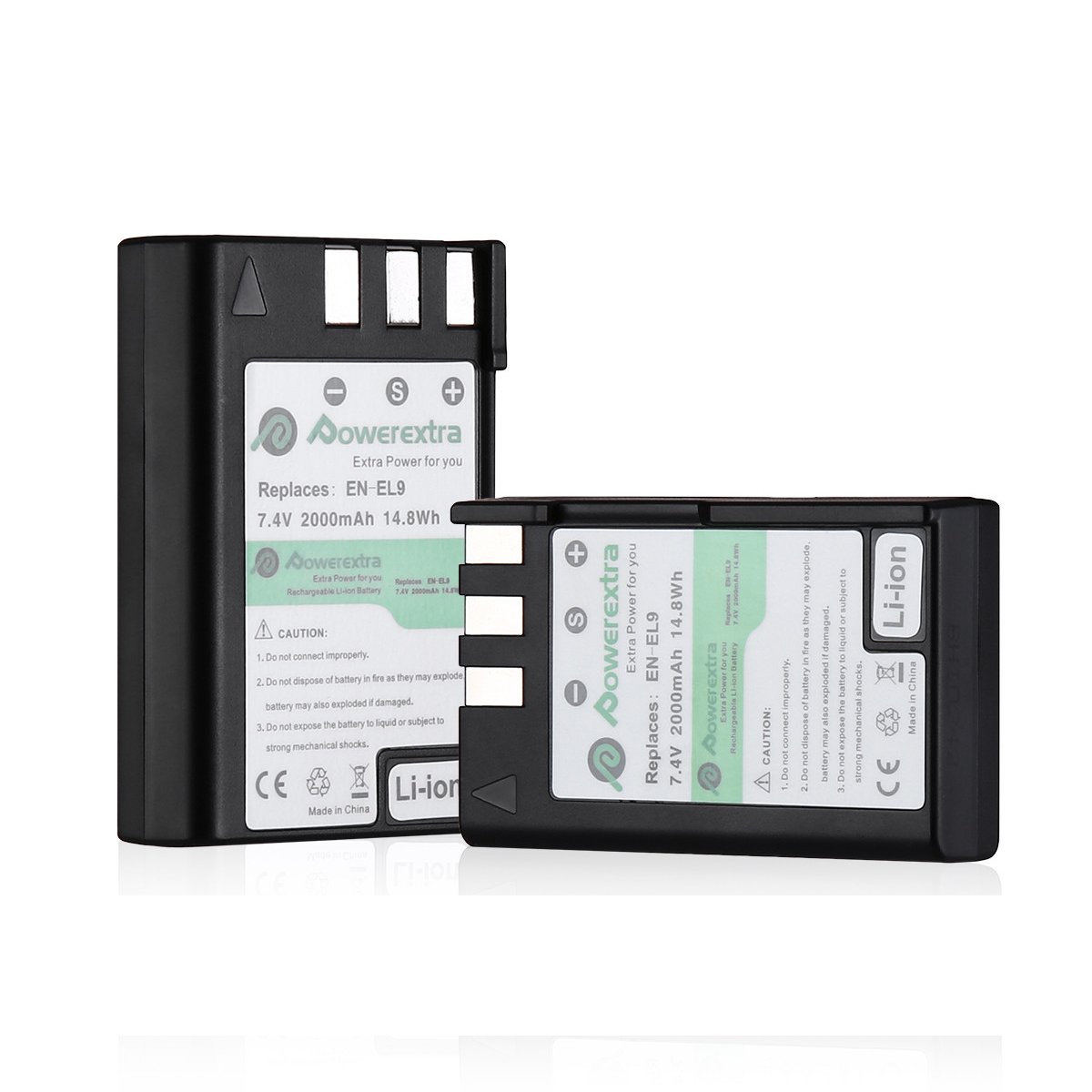 Powerextra 2 Pack Nikon EN-EL9 Rechargeable Li-ion Battery for Nikon D40 D40x D60 D3000 D5000 Digital Cameras as Nikon ENEL9 EN-EL9A