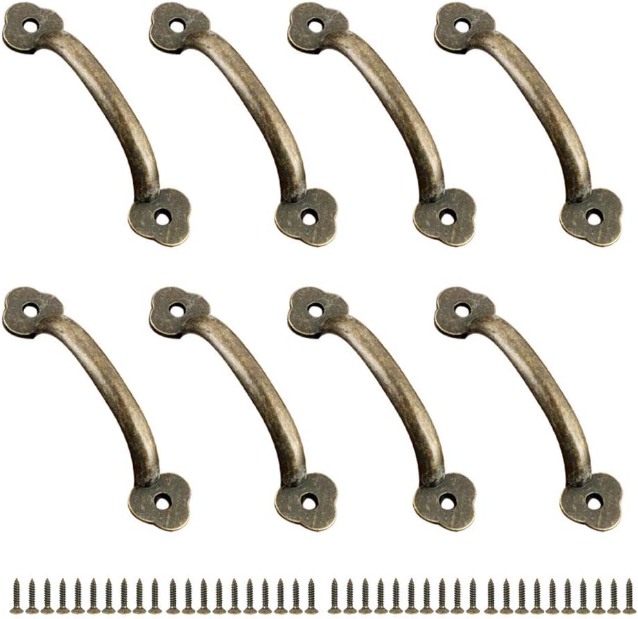 JINXM 8 x Zinc Alloy Rustic Door Knob Handles for Kitchen Barn Doors Garden Shed (100 mm), Bronze (4 Inches)
