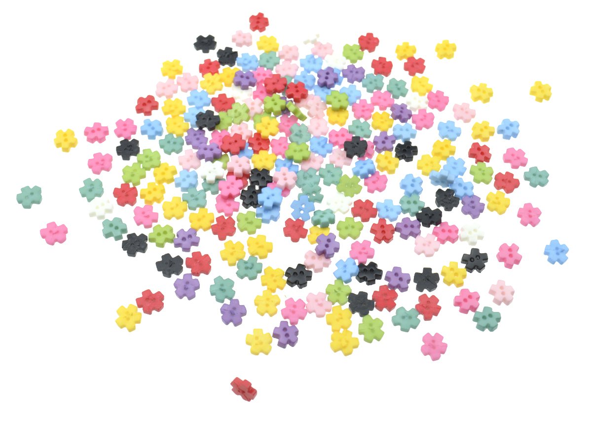 FiveSeasonStuff® 200 Pcs 6mm Snowflake Shaped Acrylic Resin 2-Hole Baby Sewing Buttons, for DIY Accessories, Clothing, Shoes, Arts & Crafts, Hats and Handmade Decorations etc