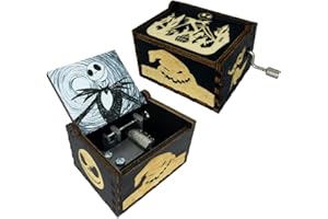 Youtang Hand Crank Music Box Halloween Christmas Laser Engraved Wood Musical Box Jack Skellington Gift for Christmas,Birthday,Valentine's Day,Mother's Day,Play This is Halloween(Image4)
