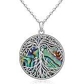 Iringnier Tree of Life Necklace Couple Mother Daughter Hecate Claddagh Necklace for Women 925 Sterling Silver Celtic Irish Abalone Jewelry Gift