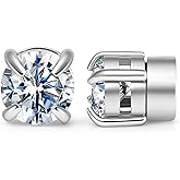 WORFAJEW Moissanite Earrings Magnetic Earrings for Men Stainless Steel 14K Gold Plated Non Piercing Ear Clip On Stud Hypoallergenic VVS1 Fake Mens Earring 1.6Carats