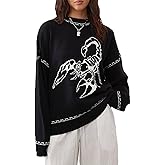 Women Knit Sweater Top Cute Graphic Oversized Knitwear Long Sleeve Pullover Top Loose Fit Fall Streetwear Y2k Tops