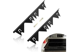 OTIIPOR Stainless Steel Stove Gap Covers,Stove Guard,Kitchen Stove Gap Filler, Heat Resistant and Easy to Clean Stove Counter Gap Cover, Adjustable Length 13.8" to 27.6", Black(2 PCS)