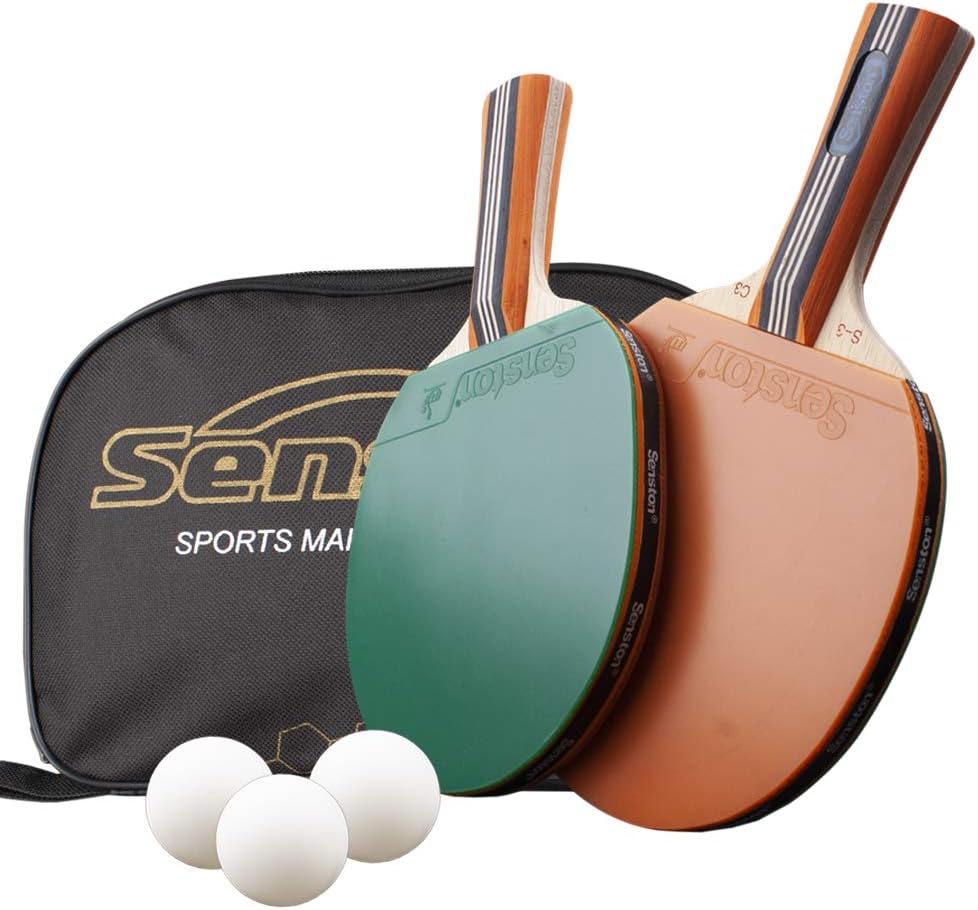 Senston-Ping-Pong-Paddles-Set 2 Player Table Tennis Racket Set with 3 Ping Pong Ball and 1 Portable Bag S3-C3 : Sports & Outdoors