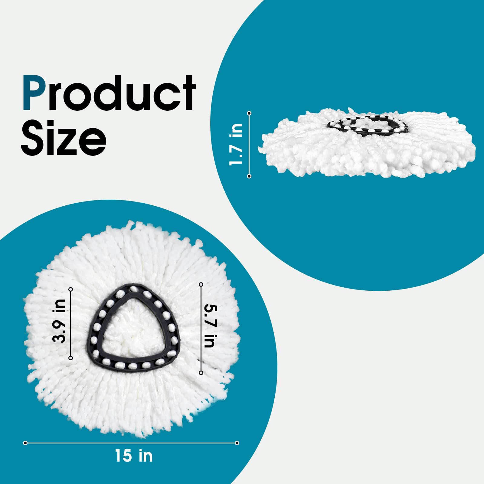 4 Pack Mop Head Replacement Compatible with O Cedar Triangle Swivel Mops,Spin Mop Replacement Head 100% Microfiber,Deep Cleaning,EPSUNORISE Compatible with O Cedar Mops(White)